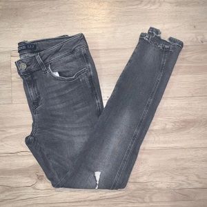 Grey Distressed Jeans Zara Raw Cuff Gray Jeggings